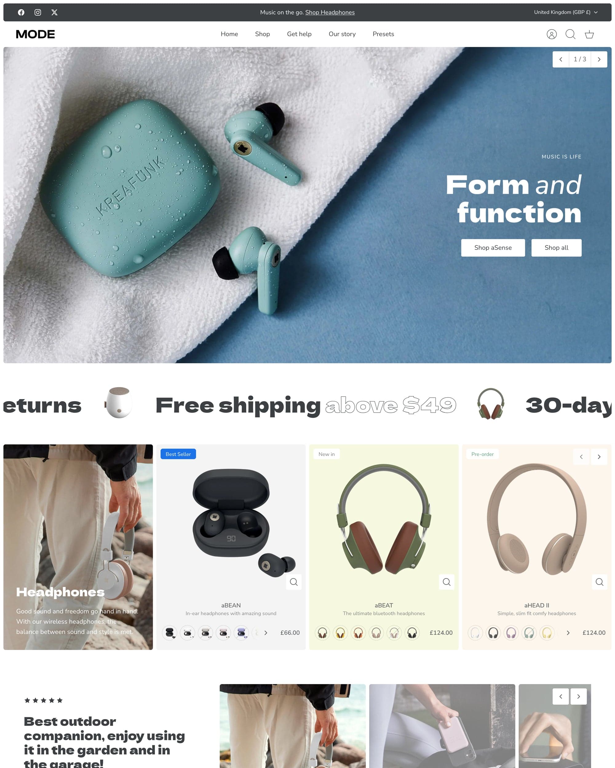 Mode Shopify theme preview