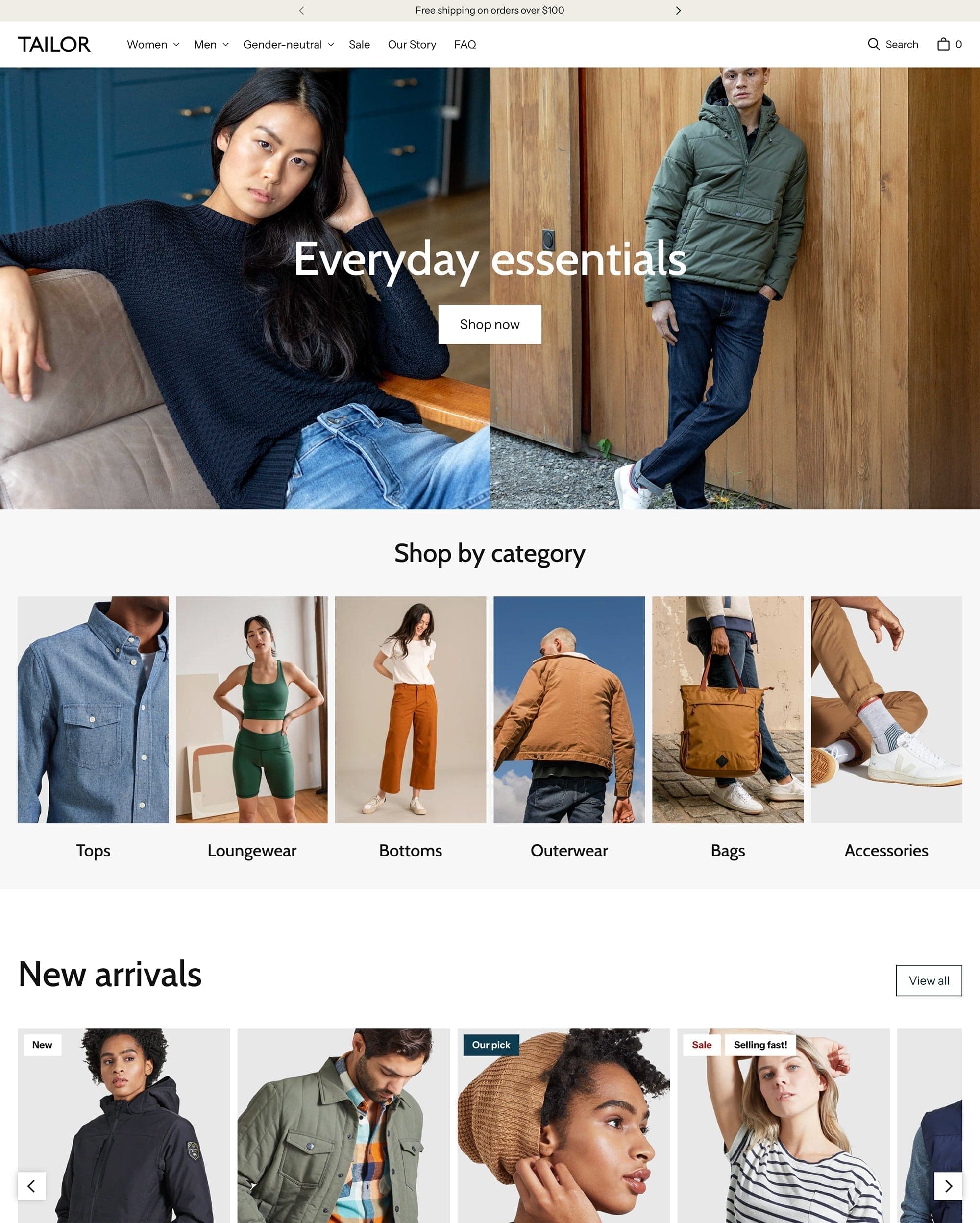 Tailor Shopify theme preview
