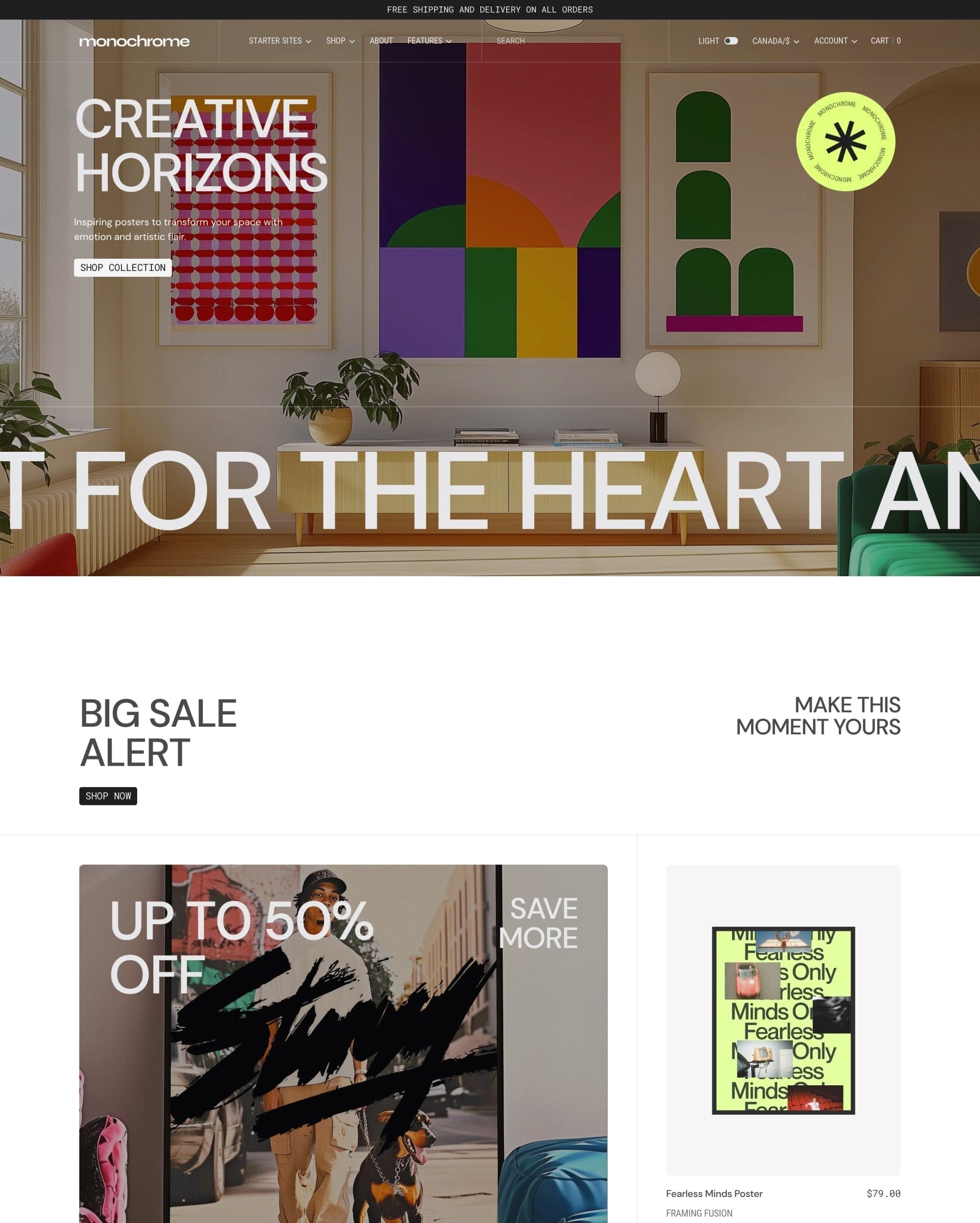 Monochrome Shopify theme preview