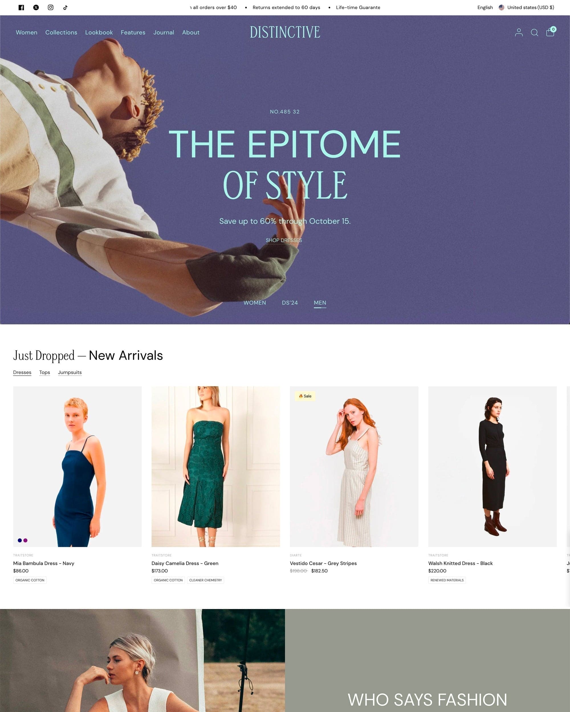 Distinctive Shopify theme preview
