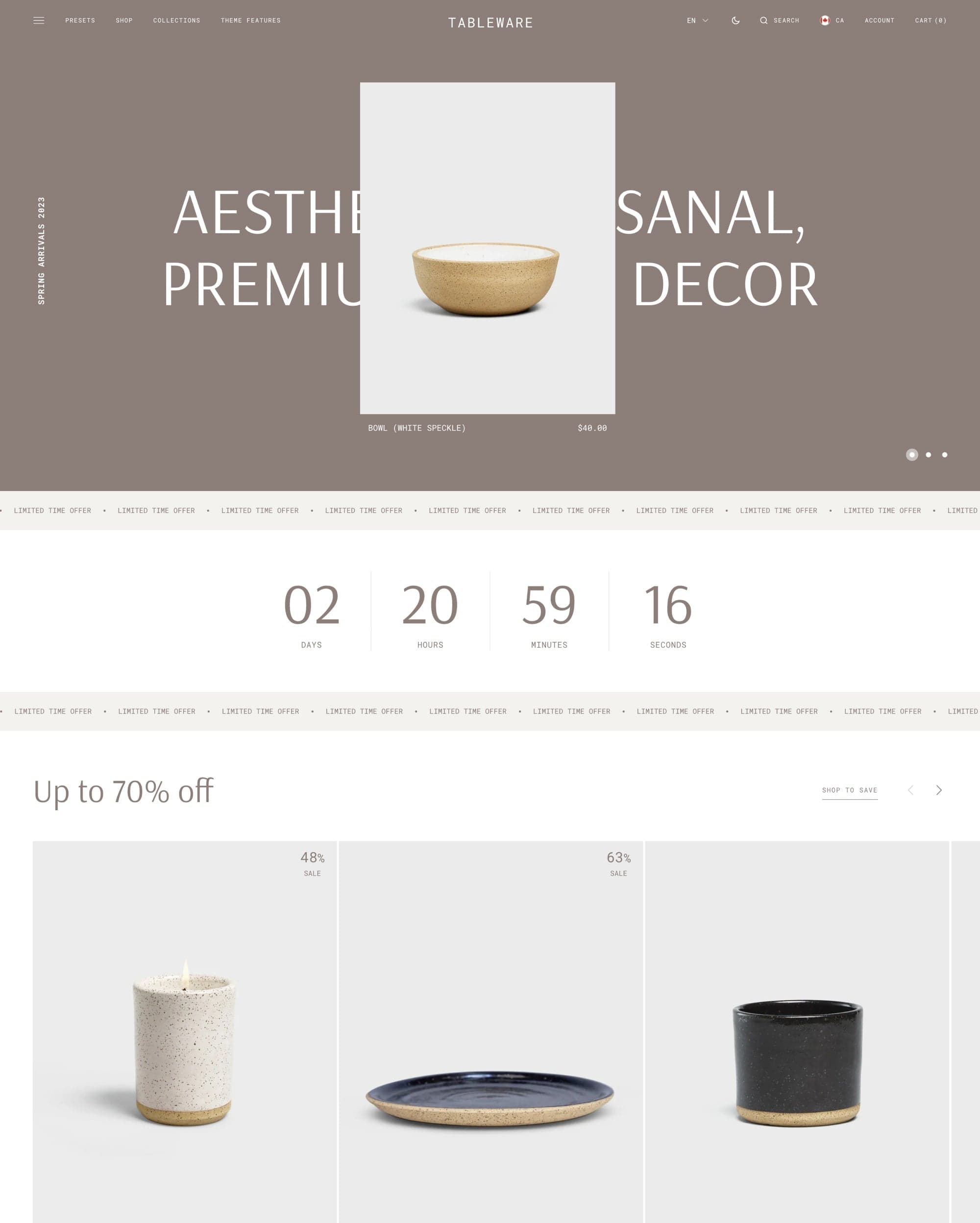 Tableware preset for Monaco