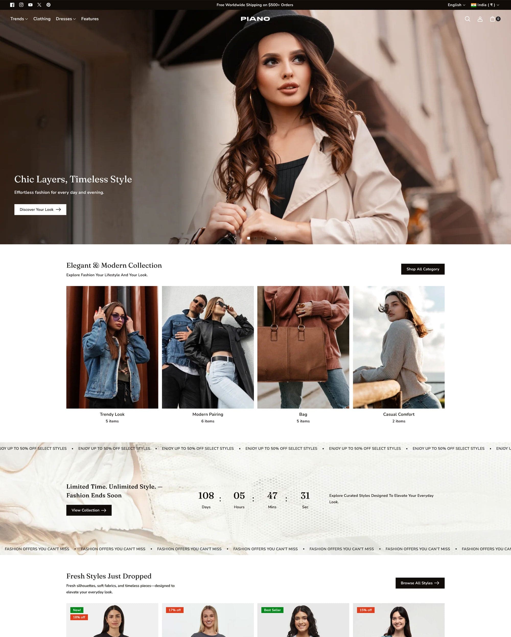 Piano Shopify theme preview