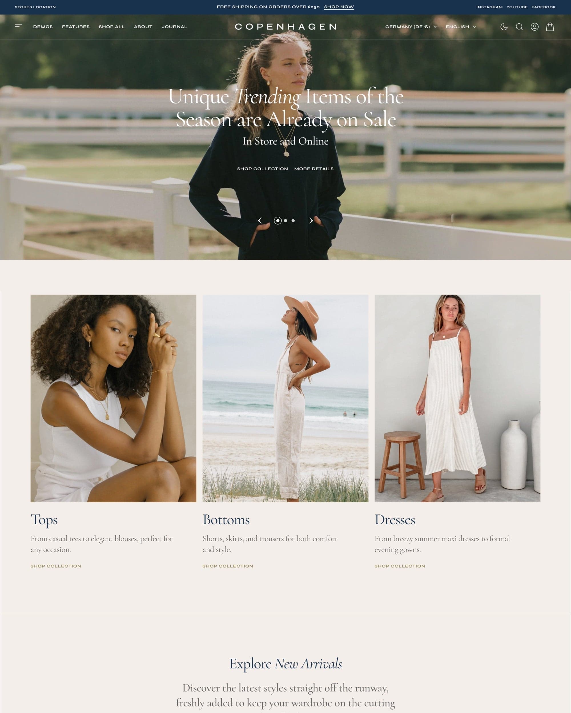 Copenhagen Shopify theme preview