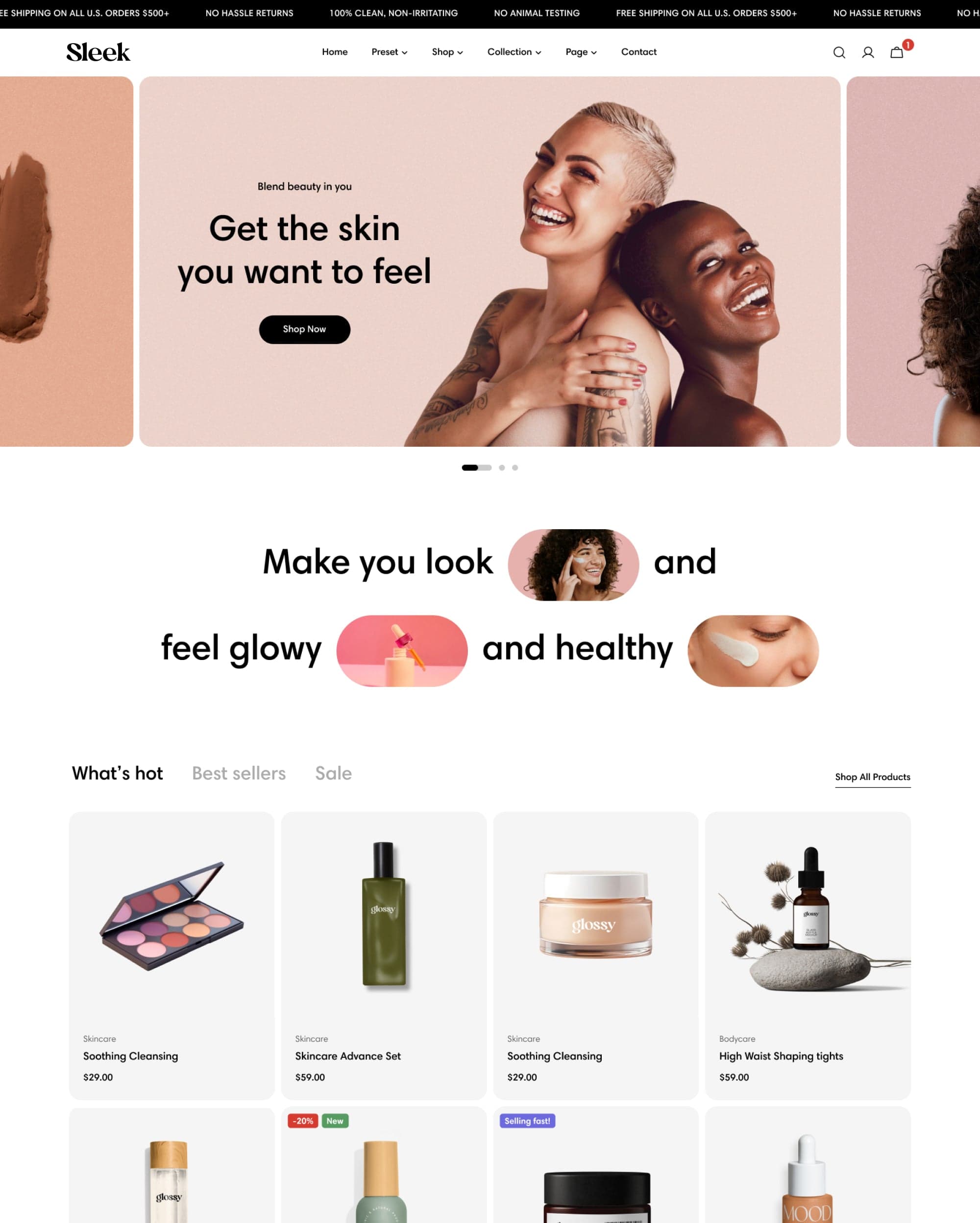Sleek Shopify theme preview
