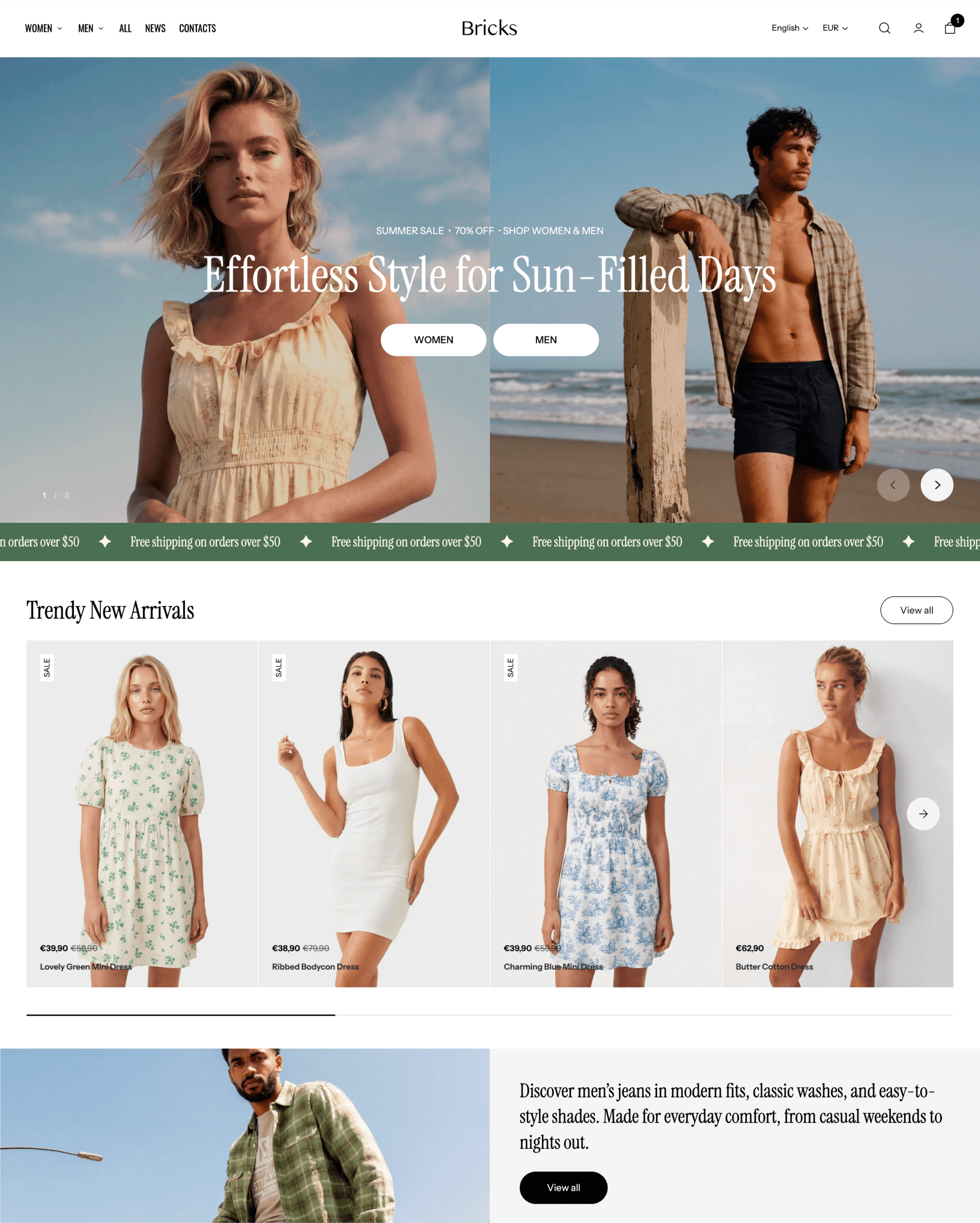 Bricks Shopify theme preview