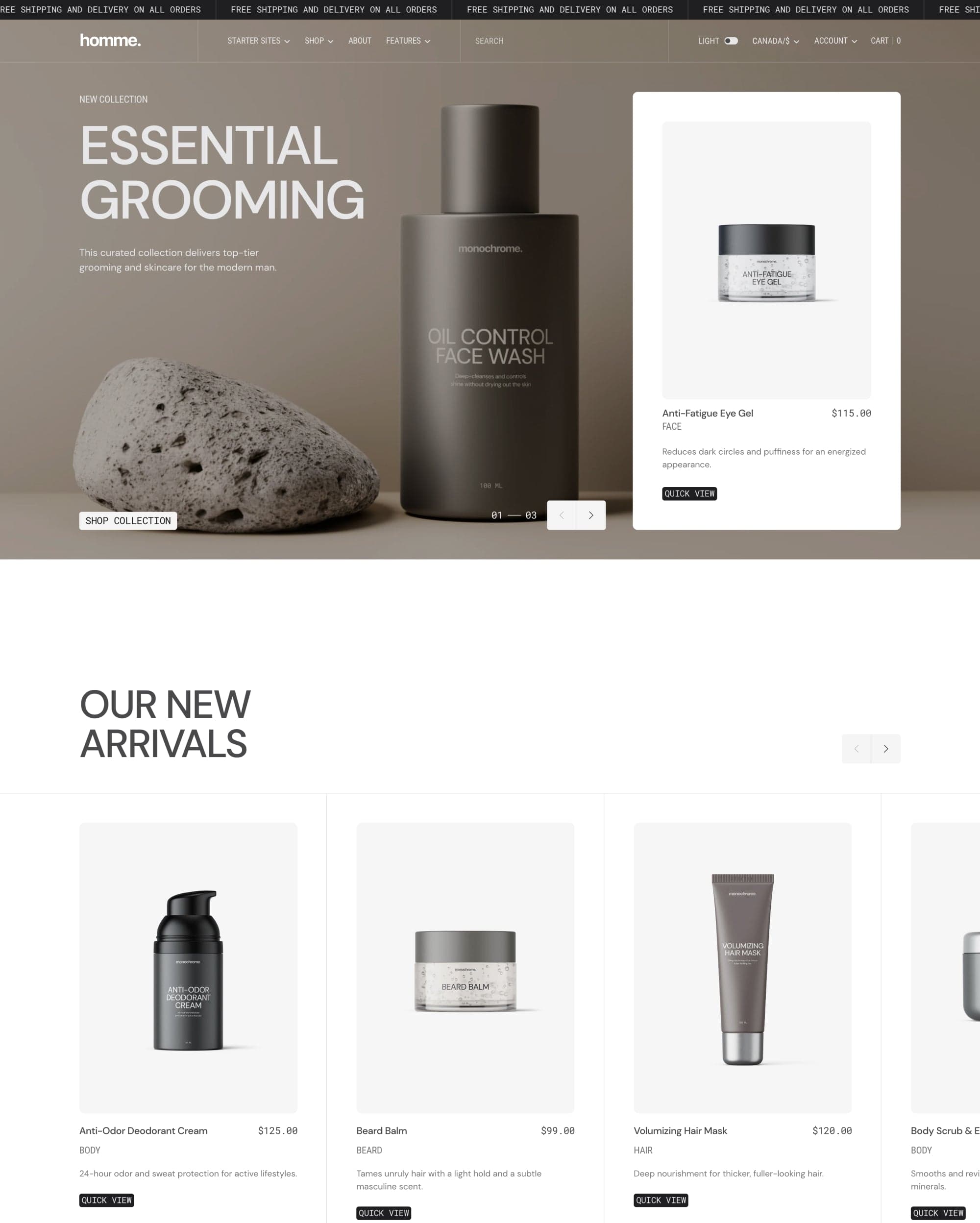 Monochrome Homme preset