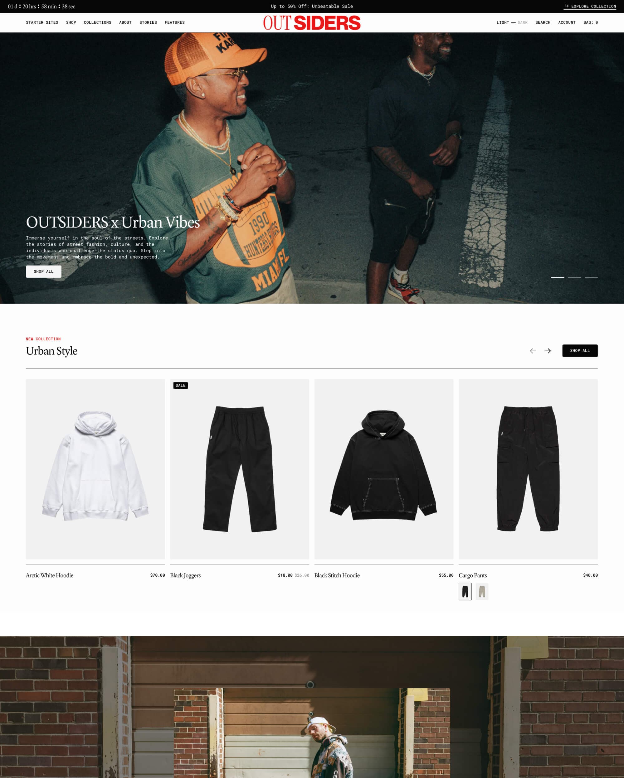 Outsiders Shopify theme preview