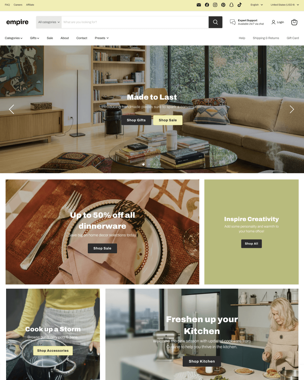 Empire Shopify theme preview